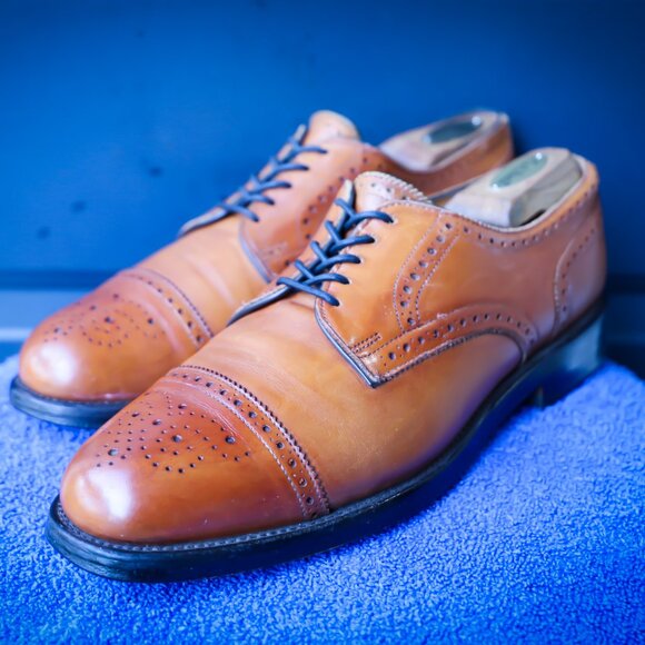 Allen Edmonds 10.5-D Lexington Burnished Walnut Derby Mens Dress Shoes - Picture 1 of 15